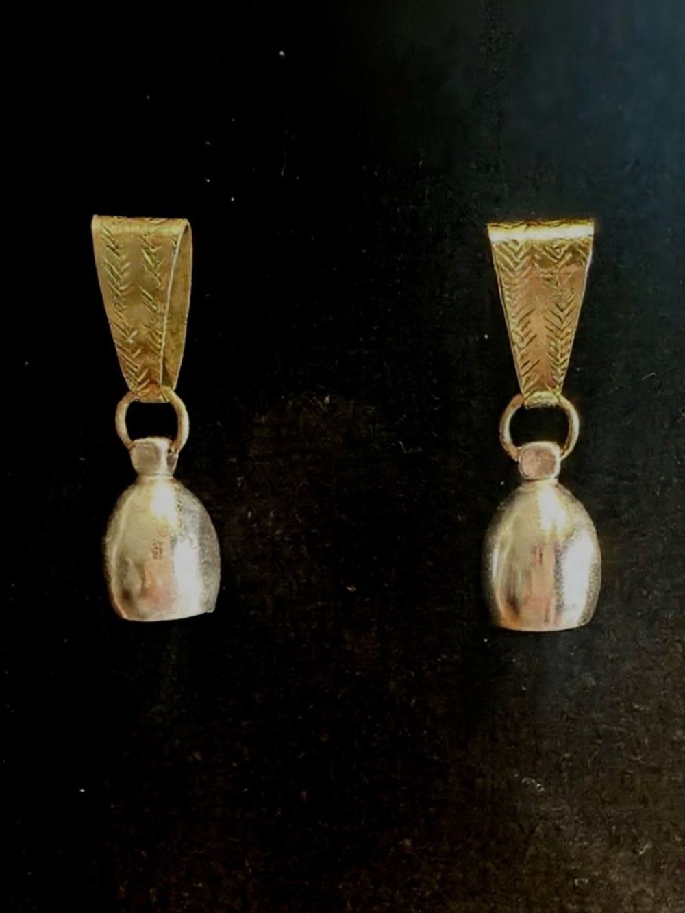 Vintage MARJORIE BAER-Sterling Silver & Brass Earrings